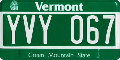 VT license plate YVY067