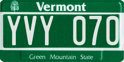 VT license plate YVY070