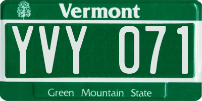 VT license plate YVY071