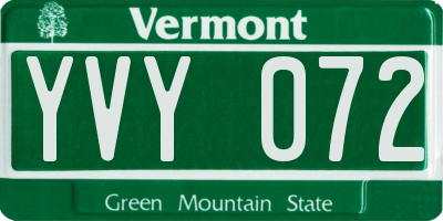VT license plate YVY072