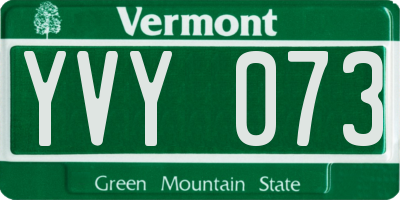 VT license plate YVY073