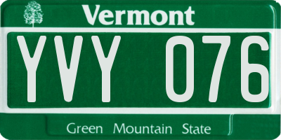 VT license plate YVY076