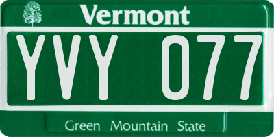 VT license plate YVY077