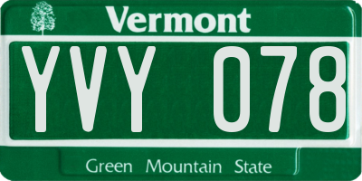 VT license plate YVY078