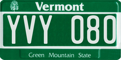 VT license plate YVY080