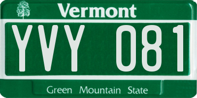 VT license plate YVY081