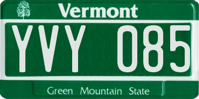 VT license plate YVY085