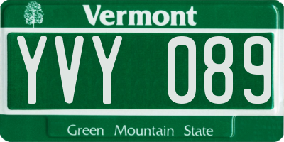 VT license plate YVY089