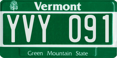 VT license plate YVY091