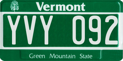 VT license plate YVY092