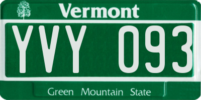 VT license plate YVY093