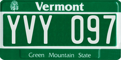 VT license plate YVY097
