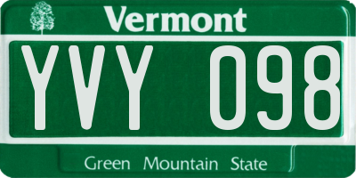 VT license plate YVY098