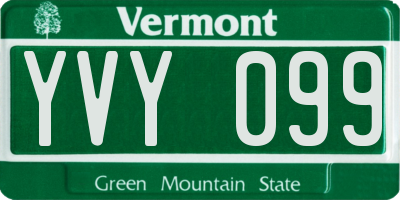 VT license plate YVY099