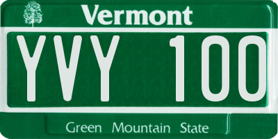 VT license plate YVY100