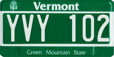 VT license plate YVY102