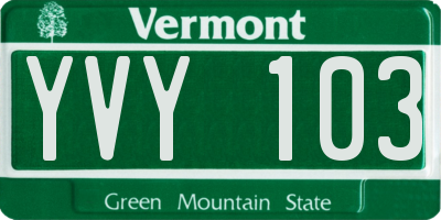 VT license plate YVY103