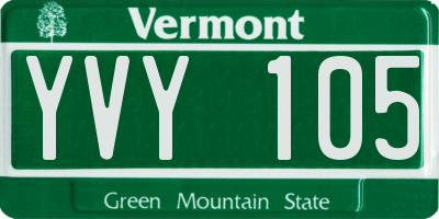 VT license plate YVY105