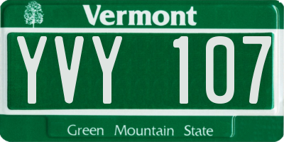 VT license plate YVY107