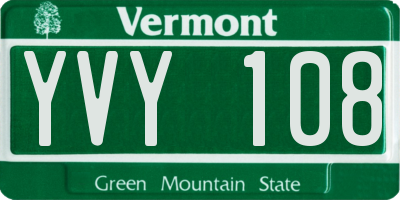 VT license plate YVY108