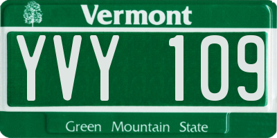 VT license plate YVY109