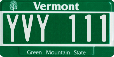 VT license plate YVY111