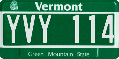 VT license plate YVY114