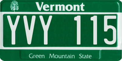 VT license plate YVY115