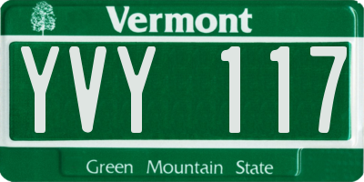 VT license plate YVY117
