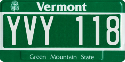 VT license plate YVY118