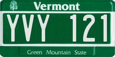 VT license plate YVY121