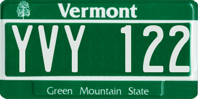 VT license plate YVY122
