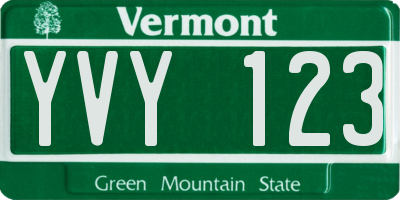 VT license plate YVY123