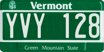 VT license plate YVY128