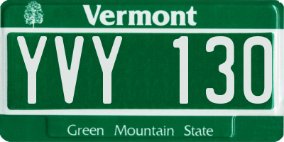 VT license plate YVY130