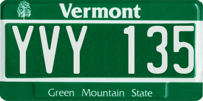 VT license plate YVY135