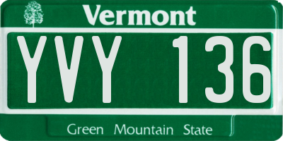 VT license plate YVY136