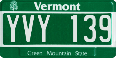 VT license plate YVY139