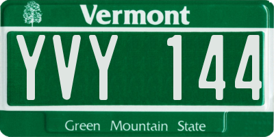VT license plate YVY144