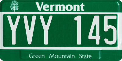 VT license plate YVY145