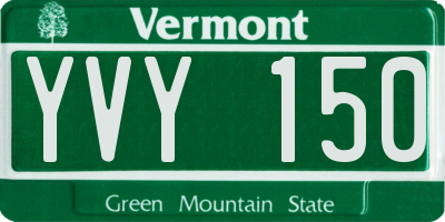 VT license plate YVY150