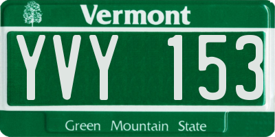 VT license plate YVY153