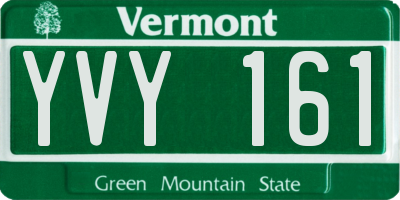 VT license plate YVY161