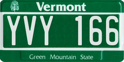 VT license plate YVY166