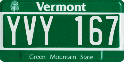 VT license plate YVY167