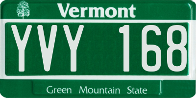 VT license plate YVY168