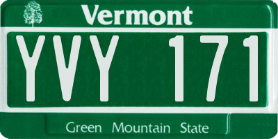 VT license plate YVY171