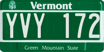VT license plate YVY172