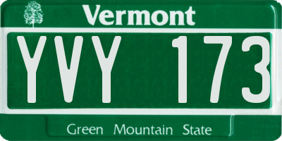 VT license plate YVY173