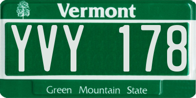 VT license plate YVY178